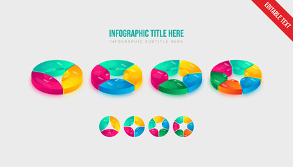 Poster - Set of vector infographic circle templates Isometric colorful gradient step by step timeline  template element design vector icon presentation editable text