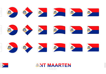 Wall Mural - Sint Maarten flag set, simple flags of Sint Maarten with three different effects.