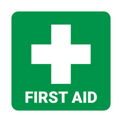 first aid icon symbol. vector green cross safety medic treatment ambulance first aid help