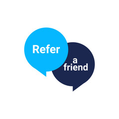 Refer friend vector flat icon. Referral recommend line design marketing logo