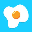 Fried egg breakfast cartoon icon isolated. Flat omelet meal yolk logo shape symbol design