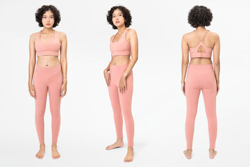 woman in pink sports bra and leggings with design space set