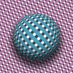 Wall Mural - Trippy sphere on surface of polka dot pattern. Vector dizzy moving optical illusion.