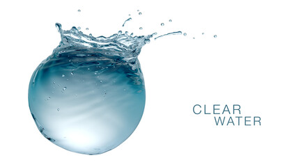 Wall Mural - sphere water tank with air bubbles ripples and splashes, environmental ecology conceptual design, is