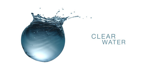 Wall Mural - sphere water tank with air bubbles ripples and splashes, environmental ecology conceptual design, is