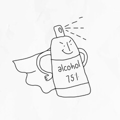 Poster - 75% alcohol gel COVID-19 doodle illustration