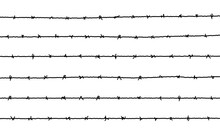 Barbed Wire Vector Fence Barbwire Border Chain. Prison Line War Barb Background Metal Silhouette