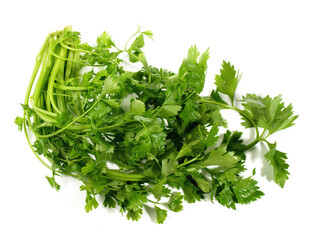 Wall Mural - Fresh Vegetables - Asian Celery on white Background Isolated