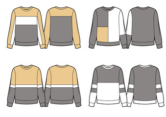 Wall Mural - Set of different sweatshirt designs, beige, grey and white color blocks
