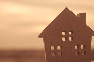Wall Mural - House wood model.real estate and purchase mortgage concept.Copy space