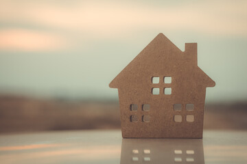 Wall Mural - House wood model.real estate and purchase mortgage concept.Copy space
