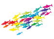 bunter Fisch Schwarm in leuchtenden Farben