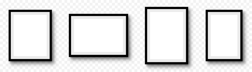 Wall Mural - photo frame. picture frames set with shadow on transparent background