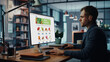© Gorodenkoff - Handsome Caucasian Male is Using Desktop Computer with Groceries Delivery Web Page, Choosing Fresh Vegetables for Order to Make Dinner. He Lives in Huge Modern Apartment.