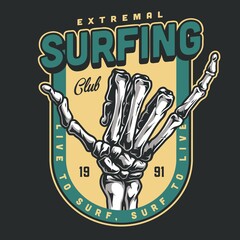 Canvas Print - Surfing club vintage colorful badge