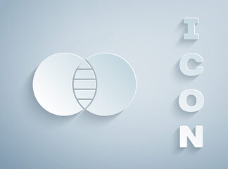 Poster - Paper cut Mathematics sets A and B icon isolated on grey background. Symmetric difference. Paper art style. Vector