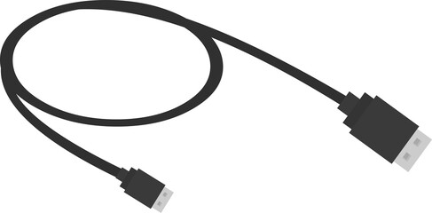 Vector emoticon illustration of a usb cable