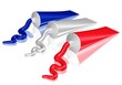 drei Tuben in den Farben der französischen Flagge