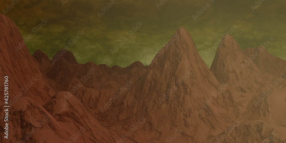 Mars landscape, science fiction illustration. - obrazy, fototapety, plakaty 