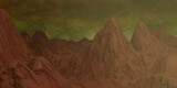 Fototapeta  - Mars landscape, science fiction illustration.