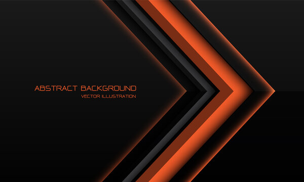 Abstract orange metallic arrow direction on black with blank space design modern futuristic technology background vector illustration.