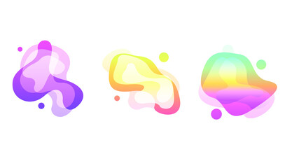 Poster - Abstract Set Liquid Color Collection Geometric Shapes Fluid Gradient Dynamic Elements Banner Logo Vector Desgin Style Trendy