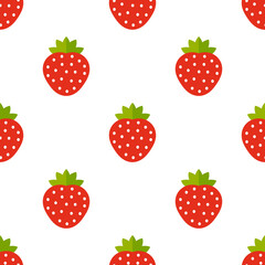 Wall Mural - Strawberry pattern. Wild strawberries fruits. Vector illustration.