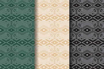Poster - Geometric cubes abstract seamless pattern,  flat color style vector background. Technology style engineering line drawing endless illustration. Usable for fabric, wallpaper, wrapping, web and print.