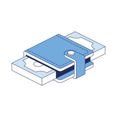 Poster - Wallet money. Vector 3d line isometric, web icons, blue color. Creative design idea for infographics.