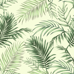 Jungle vector pattern with tropical leaves.Trendy summer print. Exotic seamless background.