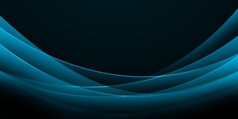 Poster - Abstract Curves Blue background wallpaper. Modern blue glowing lines backdrop