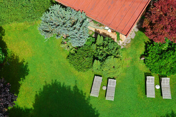 Wall Mural - Beautiful aerial summer view from cable car lift in  Austrian Alps, Tirol, Kitzbuhel, Austria