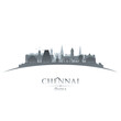 Chennai India city silhouette white background