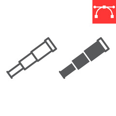 Wall Mural - spyglass line and glyph icon, sea and optical, telescope vector icon, vector graphics, editable stro