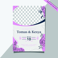 Wall Mural - minimalist wedding invitation card template design, design modern for engagement with pink letters, 