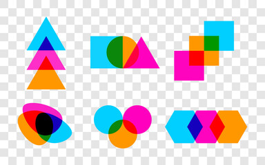 Set of geometric abstract intersecting shapes