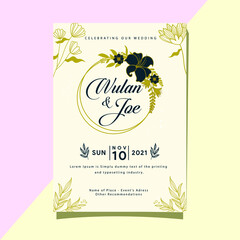 Wall Mural - wedding invitation template, name of the bride and groom, simple and modern design