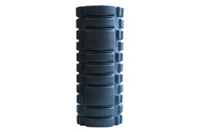 Black Foam Roller Isolated On A White Background. Gym Equipment. Rehabilitation. Massager. Sport. Muscle. Healthcare. Roll. Relaxation. Fitness. Leisure. Activity