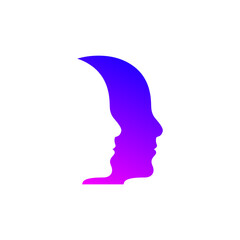 Wall Mural - Psychology logo. Two male profile