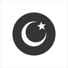 Islam symbol. Moon and star icon isolated on white background