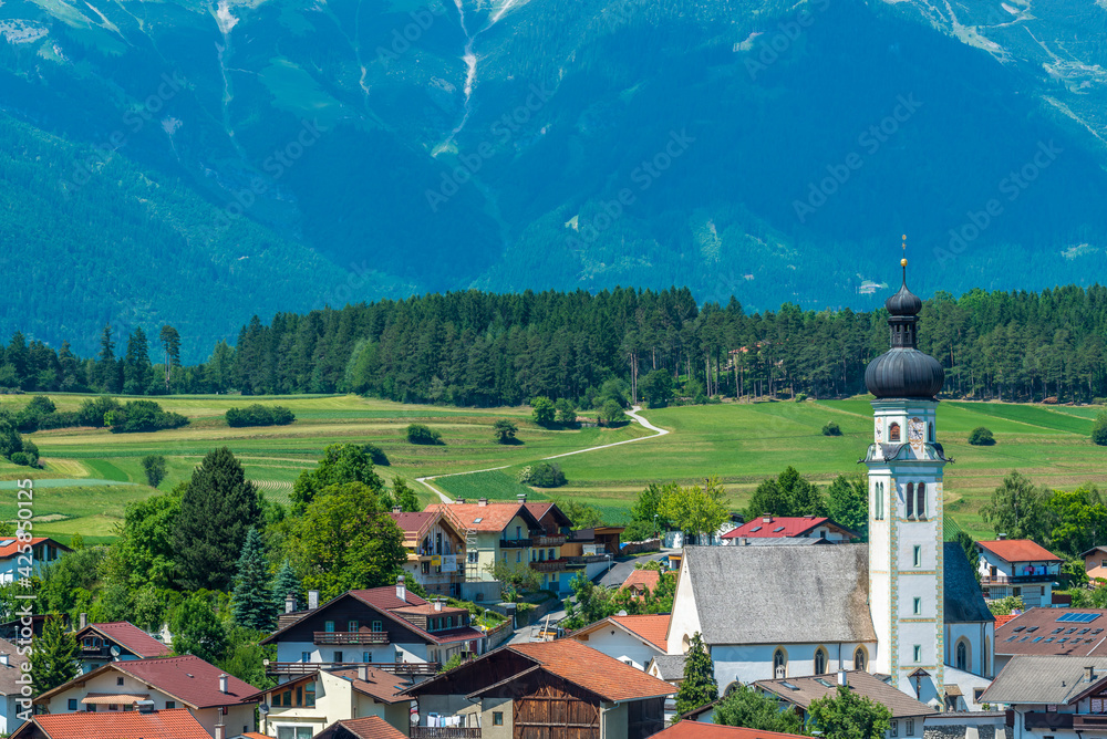 The village of Natters in Natters in the Innsbruck-Land in the Austrian state of Tyrol located 3.5 km south of Innsbruck. - obrazy, fototapety, plakaty 