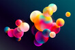 Fluid colorful 3D balls on dark background.