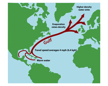 Gulf Stream Currents Along The Atlantic Ocean Coastlines. Begin At The Gulf Of Mexico, End In The North Sea.