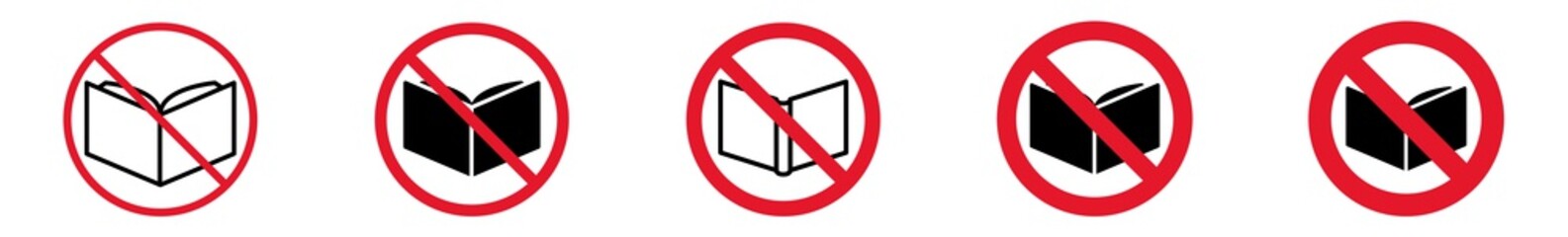 Wall Mural - prohibition sign book forbidden icon set | book prohibition signs prohibited vector illustration log