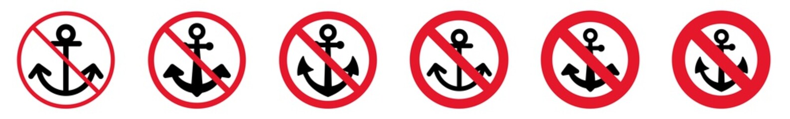 Wall Mural - prohibition sign anchor forbidden icon set | anchor prohibition signs prohibited vector illustration