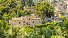 Goult In Provence, Village Perched On The Mountain, Typical Street
