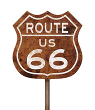 Retro Weathered Route US 66 Highway Sign