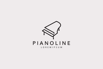 Fototapete - Piano Line Logo Design Template. Modern Piano Icon Line Art Vector