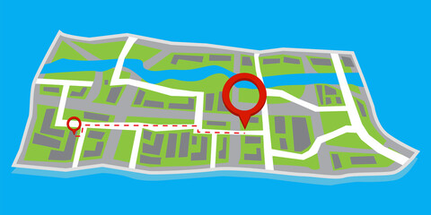 Poster - Map with red pin. World map. Abstract map with red pin for concept design. Stock image. Vector illustration. EPS 10.