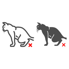 Poster - Cystitis in cat line and solid icon, Diseases of pets concept, cat urolithiasis sign on white background, inflammation of urinary bladder icon in outline style for mobile and web. Vector graphics.